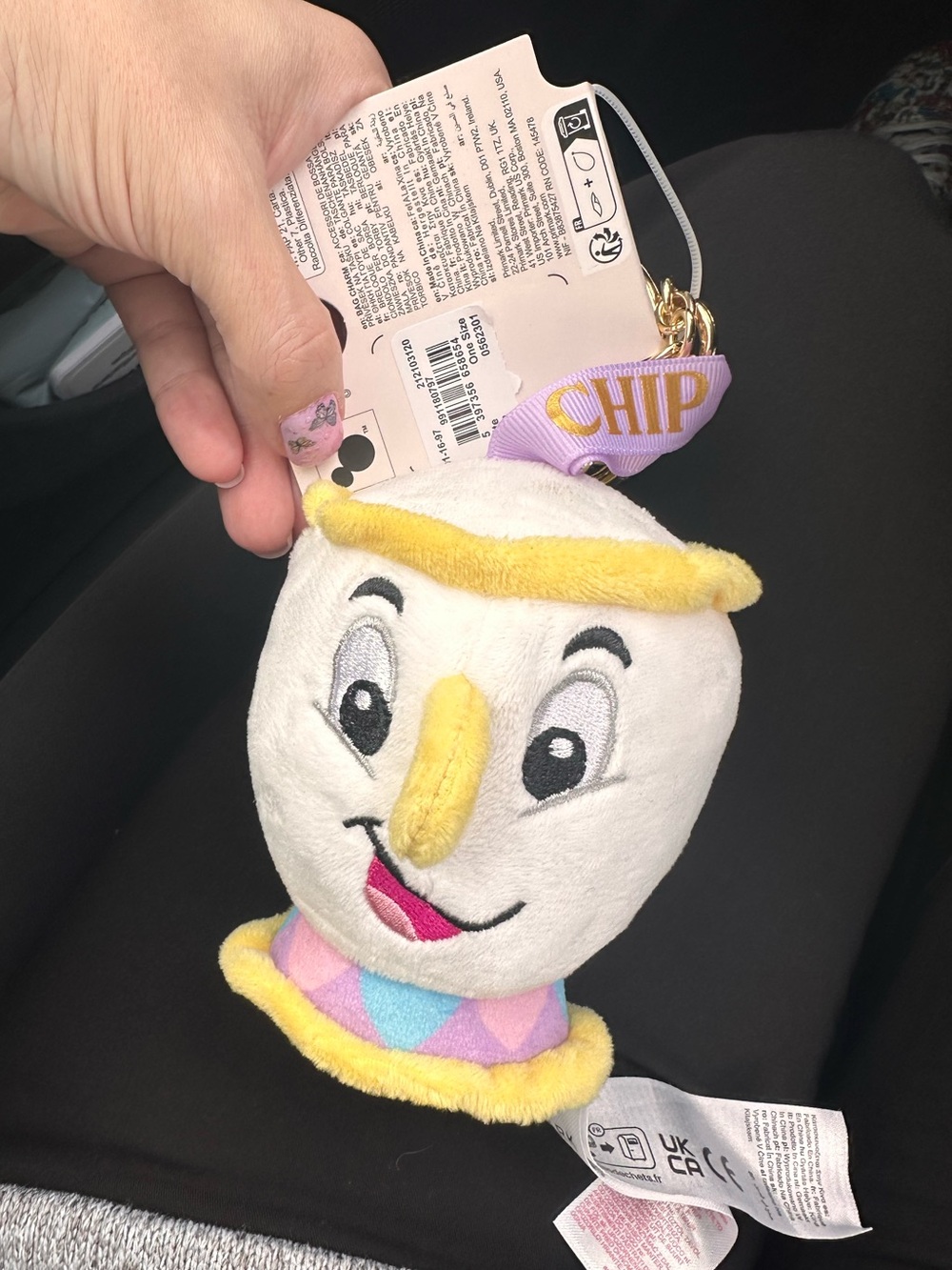Disney x Primark Chip Plush Bag Charm Keyring - White and Yellow - Picture 8 of 8